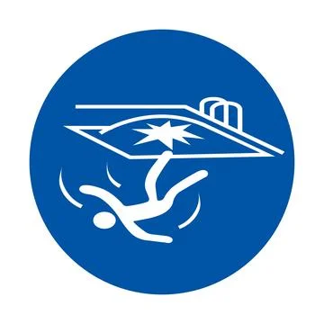 Warning Sign for Falling Hazard with Icon of Person Slipping on Wet Surface Stock Illustration