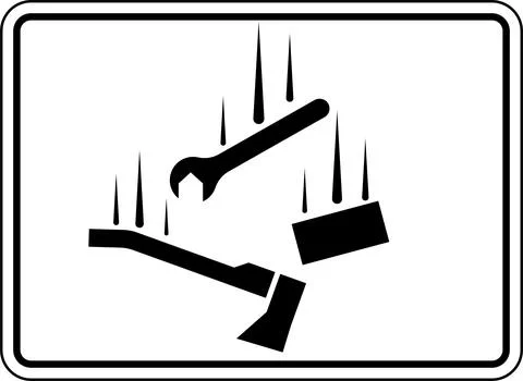 Warning Sign, Falling Materials Symbol Stock Illustration