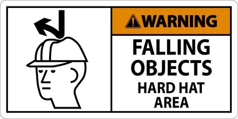 Warning Sign, Falling Objects Hard Hat Area Illustrazione stock