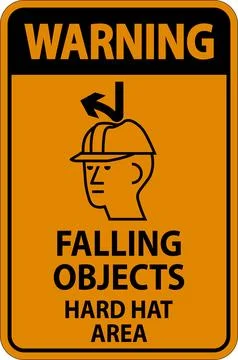 Warning Sign, Falling Objects Hard Hat Area Illustrazione stock