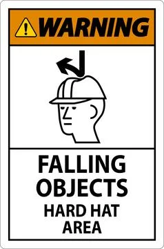 Warning Sign, Falling Objects Hard Hat Area Illustrazione stock