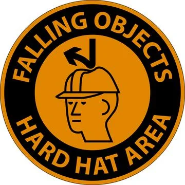 Warning Sign, Falling Objects Hard Hat Area Illustrazione stock