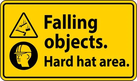 Warning Sign, Falling Objects Hard Hat Area Illustrazione stock