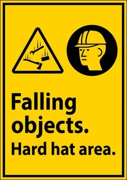 Warning Sign, Falling Objects Hard Hat Area Illustrazione stock