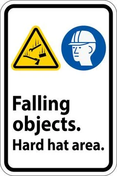 Warning Sign, Falling Objects Hard Hat Area Stock Illustration
