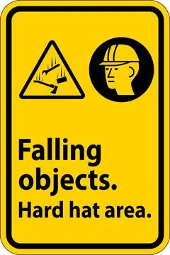 Warning Sign, Falling Objects Hard Hat Area Illustrazione stock
