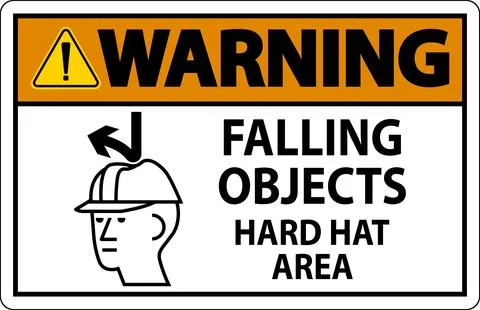 Warning Sign, Falling Objects Hard Hat Area Stock Illustration