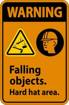 Warning Sign, Falling Objects Hard Hat Area Stock Illustration