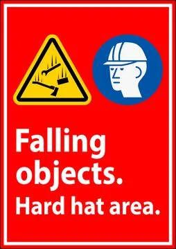 Warning Sign, Falling Objects Hard Hat Area Illustrazione stock