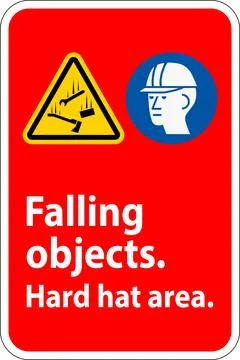 Warning Sign, Falling Objects Hard Hat Area Illustrazione stock