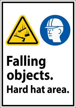 Warning Sign, Falling Objects Hard Hat Area Stock Illustration