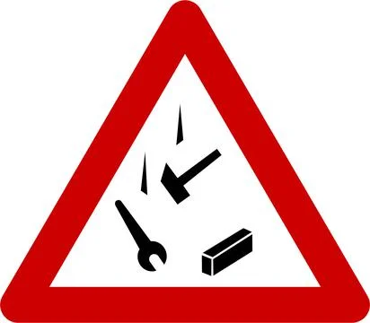Warning sign with falling objects Stock Illustration