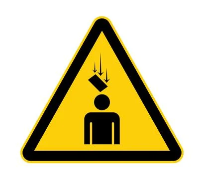 Warning sign falling objects symbol on yellow triangle hazard danger Stock Illustration
