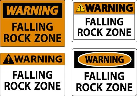 Warning Sign, Falling Rock Zone Ilustração Stock