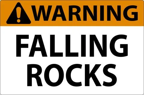 Warning Sign, Falling Rocks Stock Illustration