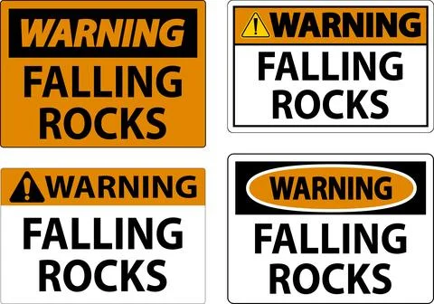 Warning Sign, Falling Rocks Stock Illustration