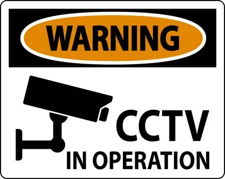 Warning Sign Featuring CCTV Camera in Operation for Security Awareness Stock Illustration