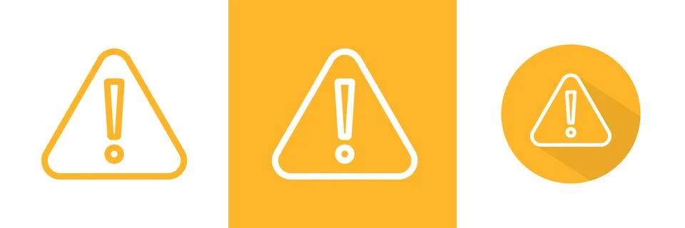 Warning Sign Flat Stroke Shadow Yellow Icon Vector Illustration Stock-Illustration