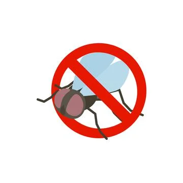 Warning sign with fly icon, isometric 3d style Illustrazione stock
