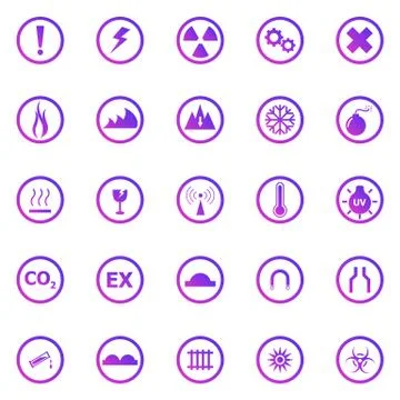 Warning sign gradient icons on white background Stock Illustration