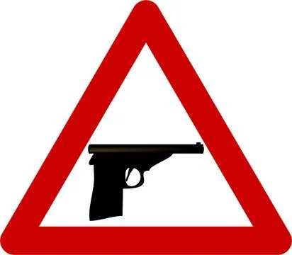 Warning sign with gun Illustrazione stock