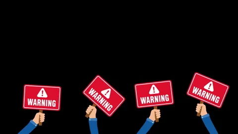 Warning Sign Hands Dark Background Animation Stock Footage 339865477