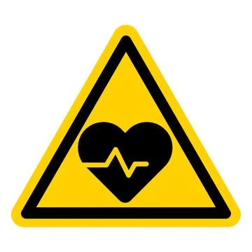 Warning Sign with Heartbeat Graphical Icon in Yellow Triangle Shape Stock Illustration
