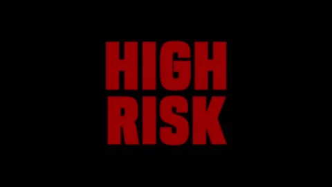 Warning Sign High Risk, Blinking Inscription In Capital Letters, Looped Stock Footage 126612904