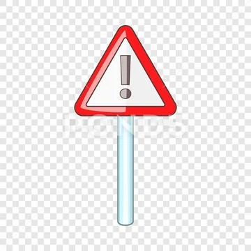 Warning sign icon, cartoon style Stock Illustration