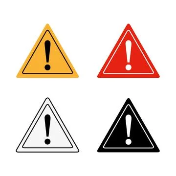 Warning sign icon set simple design Stock Illustration