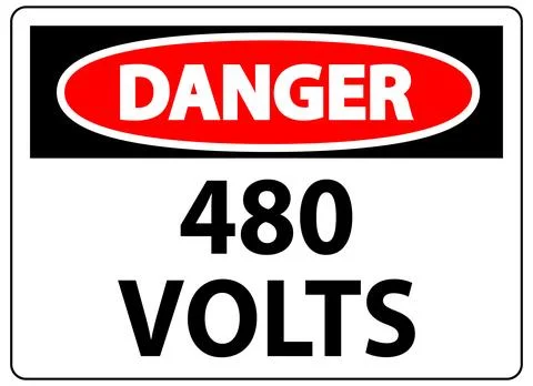 Warning Sign Indicating High Voltage Level of 480 Volts for Safety Awareness Stock Illustration