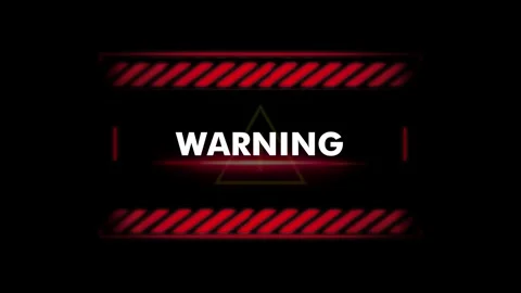 Warning sign interface elements with red hazard stripes on a dark background Stock Footage 338314512