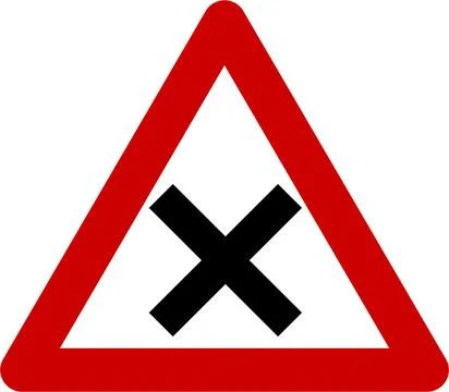 Warning sign with intersection Illustrazione stock