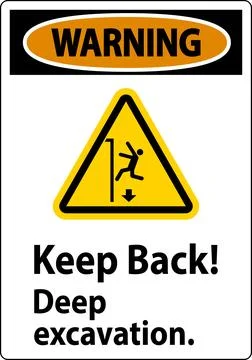 Warning Sign Keep Back Deep Excavation Ilustración de archivo