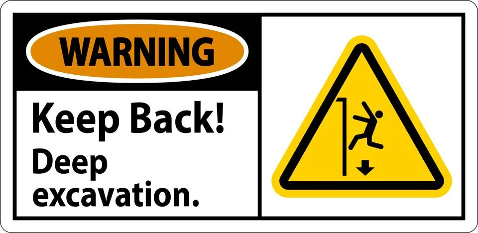 Warning Sign Keep Back Deep Excavation Ilustración de archivo