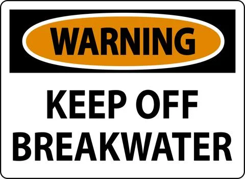 Warning Sign, Keep Off Breakwater Stock Illustration