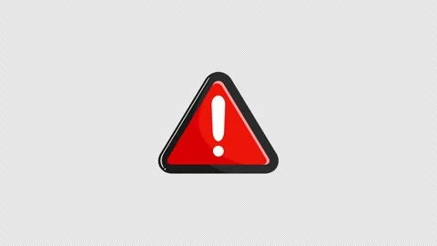 Warning sign loop on alpha channel transparent background Stock Footage 344691456