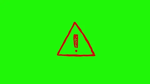 Warning sign looping animation on green background Stock Footage 340269792