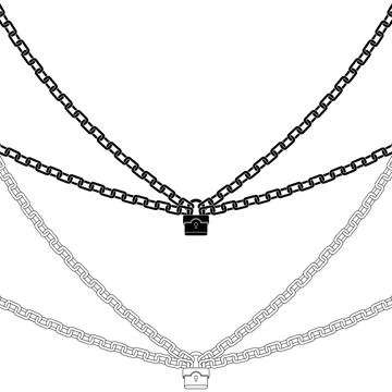 Warning sign with padlock and chains Stock Illustration