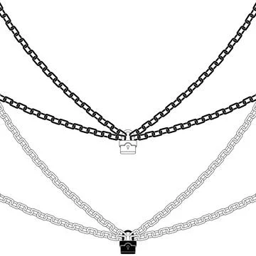 Warning sign with padlock and chains Stock Illustration