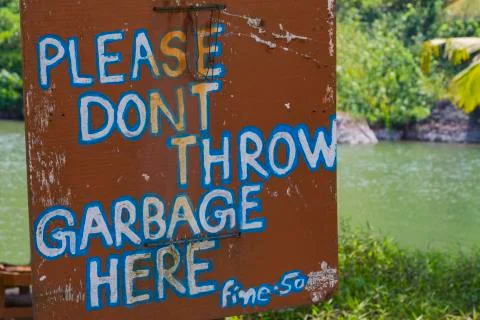 Warning sign Please dont throw garbage fine-50 Stock Photos