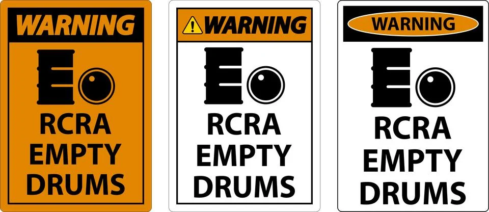 Warning Sign RCRA Empty Drums On White Background Illustrazione stock
