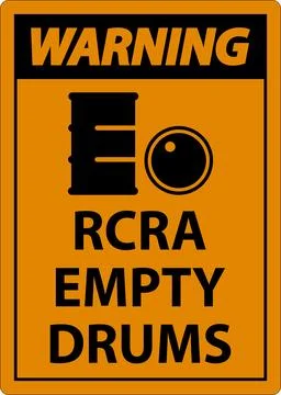 Warning Sign RCRA Empty Drums On White Background Illustrazione stock
