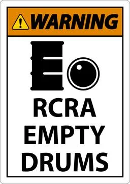 Warning Sign RCRA Empty Drums On White Background Illustrazione stock
