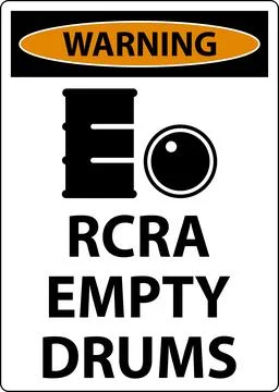 Warning Sign RCRA Empty Drums On White Background Illustrazione stock