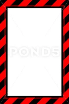 Warning sign red and black stripe frame template for background and white cop Stock Illustration