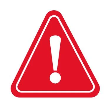 Warning sign in red triangle, attention, danger icon. Stock Illustration