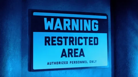 Warning Sign Restricted Area In Flashing Light Stock Footage 318044600