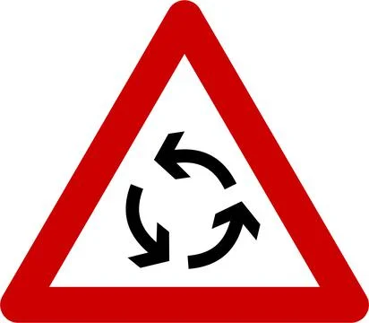 Warning sign with roundabout Illustrazione stock