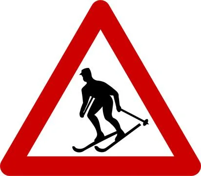 Warning sign with skier Illustrazione stock